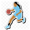 Regatear Pelota Baloncesto Chica Icono