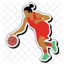 Regatear Pelota Baloncesto Chica Icono