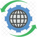 Globe Cadre Cog Icône