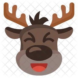 Reindeer Laughing Emoji Icon