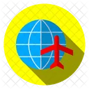 Globus Symbol Und Flugzeug Icon