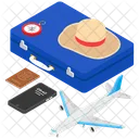 Reiseausrustung Reiseplane Reiseroute Icon