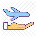 Reiseversicherung Hand Halt Flugzeug Flugreisen Symbol