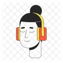 Relaxed headphones man with samurai hairstyle  アイコン