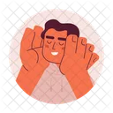 Relaxed hispanic man smiling hands on face  Icon