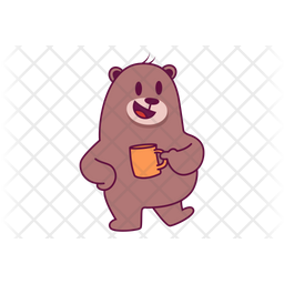 Relaxing Bear with Tea Icon