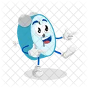 Mascota Del Logotipo Del Reloj Pose De Saludo Selfie Icono
