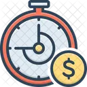 Reloj con signo de dólar  Icono