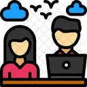 Remote Coworker Virtual Colleague Distant Team Member Icon