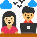 Remote Coworker Virtual Colleague Distant Team Member Icon