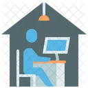 Work From Home Computer Teleworking Icon