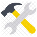 Reparaturwerkzeuge Hammer Schraubenschlussel Symbol