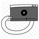 Ilustracao De Player De Video Monocromatico Preto Reproducao De Video Player Multimidia Ícone