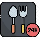 Restaurant 24 Hours 24 Hours Service Icon