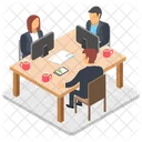 Reunion De Oficina Empleados Escritorio De Trabajo Icono