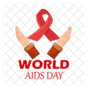 Ribbon cancer aids in over hand  Icon