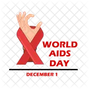 Ribbon cancer aids with hand  Icon