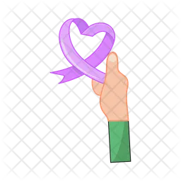 Ribbon cancer in hand  Icon