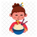 Rice Bowl Eating Rice Chinese Food Icon