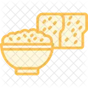 Rice Bread Duotone Line Icon Icon