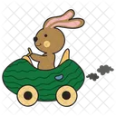 Riding Car Bunny Rabbit Icon