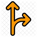 Right Turn Straight Split Path Direction Arrow Icon