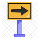 Right Arrow Board Road Post Traffic Board Icon
