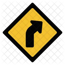 Right Curve Road Sign  Icon