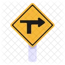 Right Arrow Right T Junction Traffic Board Icon