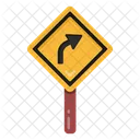 Right Turn Road Post Traffic Board Icon