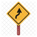 Right Up Turn Road Post Traffic Board Icon