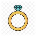 다이아몬드 윤곽선이 있는 반지  아이콘