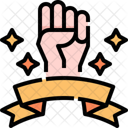 Rise Hand Icon - Download in Colored Outline Style