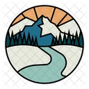 River Mountain Landscape Icon
