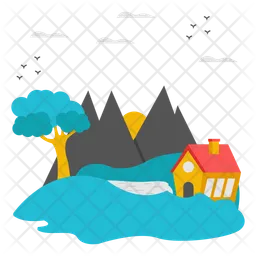 Riverside house landscape  Icon