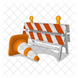 Road barrier with traffic cone  Icon