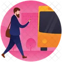Tourist Crossing Road Man In Hurry Icon