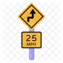 Road Curve Arrow Road Post Traffic Board Icon