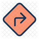 Road sign with turning right  Icon