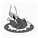 Black Monochrome Roasted Chicken Illustration Roasted Chicken Food Icon
