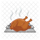 Roasted chicken in grill  Icon