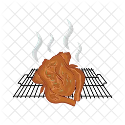 Roasted chicken in grill  Icon