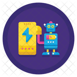 Robot Charging Icon - Download in Colored Outline Style