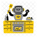 Robot Cooking Chef Kitchen Robot Icon