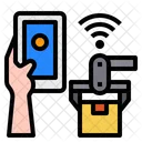 Roboterarm Fabrik Smartphone Symbol