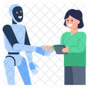 Robot Handshake Robotic Partnership Robot Meeting Icon