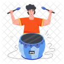 Rock Drummer Beating Drum Drum Music アイコン