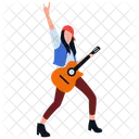Female Rock Star Playing Guitar Guitar Player Icon