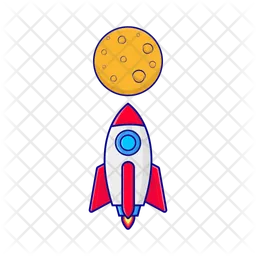 Rocket and moon  Icon