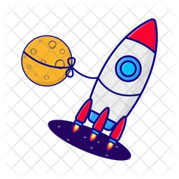Rocket and moon  Icon